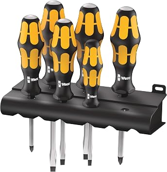 Wera Schraubendrehersatz 932/6 Kraftform Plus: Der Schraubmeißel + Rack, 6-teilig, 05018282001, Hex