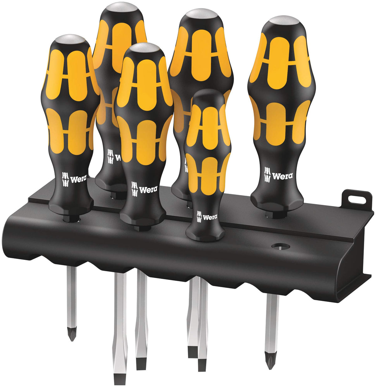 Wera Schraubendrehersatz 932/6 Kraftform Plus: Der Schraubmeißel + Rack, 6-teilig, 05018282001, Hex