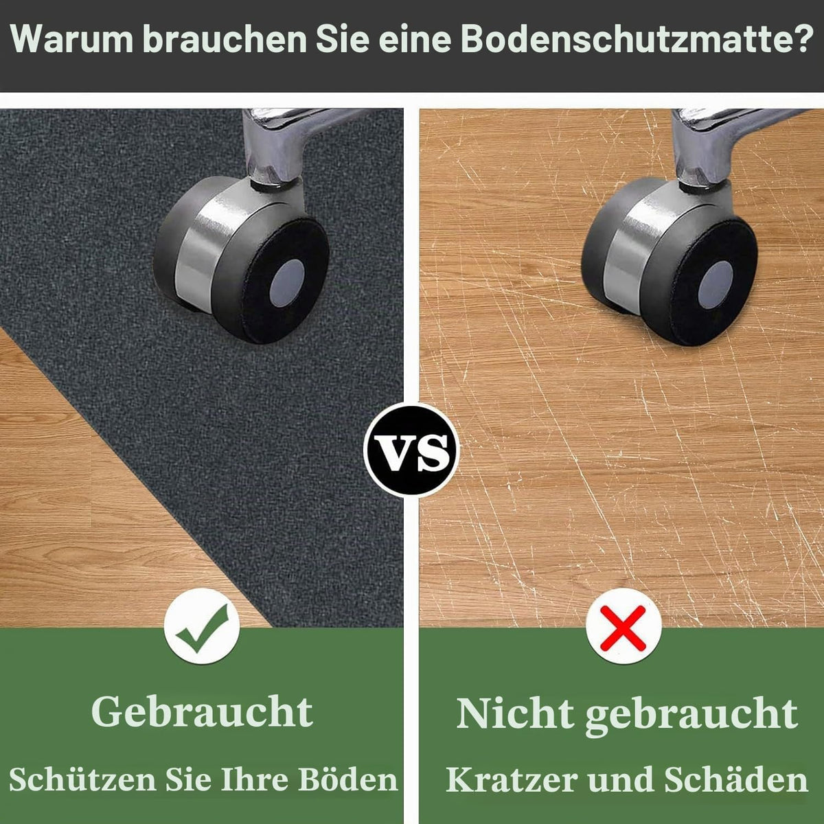 Bodenschutzmatte für Hartböden 120 x 160 cm Schreibtischstuhl Unterlage | Bodenschutzmatten Gaming | Computerstuhl Teppiche | Teppich Bürostuhl matten für Laminat | Parkett | Kratzfest rutschfest