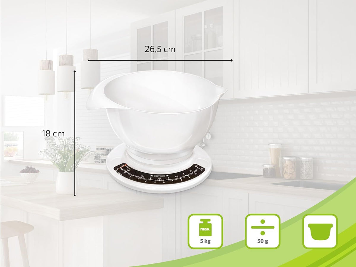 Soehnle Analoge Küchenwaage Culina Pro, mit 2,5l Rührschüssel, weiß/schwarz