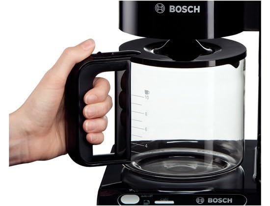 Bosch Filterkaffeemaschine Styline TKA8013, Aroma Sensor, Aromaschutz-Glaskanne 1,25 L, für 10-15 Tassen, Abschaltautomatik, Entkalkungssystem, Tropfstopp, Filterträger schwenkbar, 1160 W, schwarz
