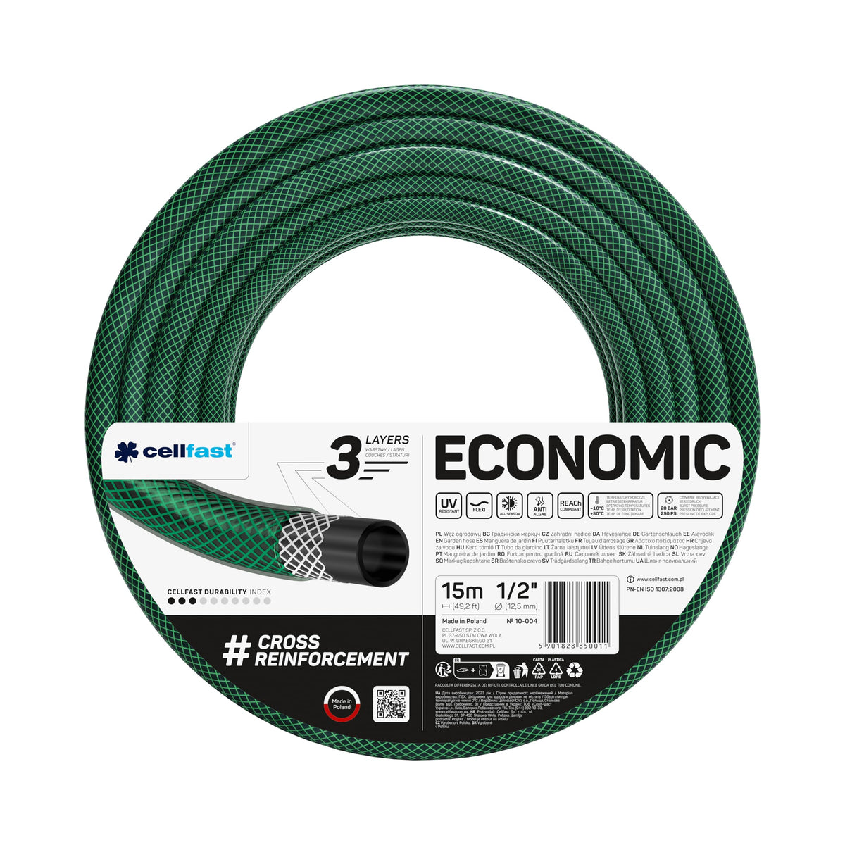 CELLFAST Gartenschlauch Economic 1/2" 15m 3-lagig