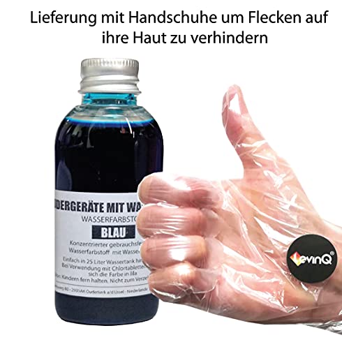 Rudergerät Tankwasserfarbe Jahrespackung Blau 2 x 55ml mit Handschuhe um Flecken ihre Haut zu verhindern fur Wasserrudergerätetanks wie EIN Water Rower.