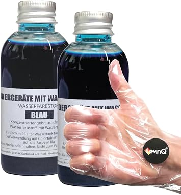 Rudergerät Tankwasserfarbe Jahrespackung Blau 2 x 55ml mit Handschuhe um Flecken ihre Haut zu verhindern fur Wasserrudergerätetanks wie EIN Water Rower.