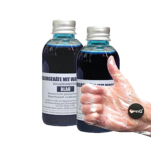 Rudergerät Tankwasserfarbe Jahrespackung Blau 2 x 55ml mit Handschuhe um Flecken ihre Haut zu verhindern fur Wasserrudergerätetanks wie EIN Water Rower.