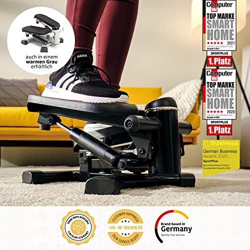 SportPlus 2-in-1 Mini-Stepper mit patentierter Umschalttechnik, Swing-Stepper und Auf-und-Ab-Stepper in einem Gerät, bis 100kg, verschleißfreie Hydraulik-Zylinder