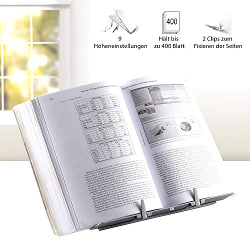 Fellowes Konzepthalter Booklift, höhenverstellbarer Vorlagenhalter, bis 400 Blatt und für Bücher geeignet, stabiler Standfuß