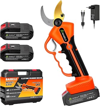 Elektrische Gartenschere 50MM, Akku Astschere mit 2 x 2,0 AH-Lithium-Akku