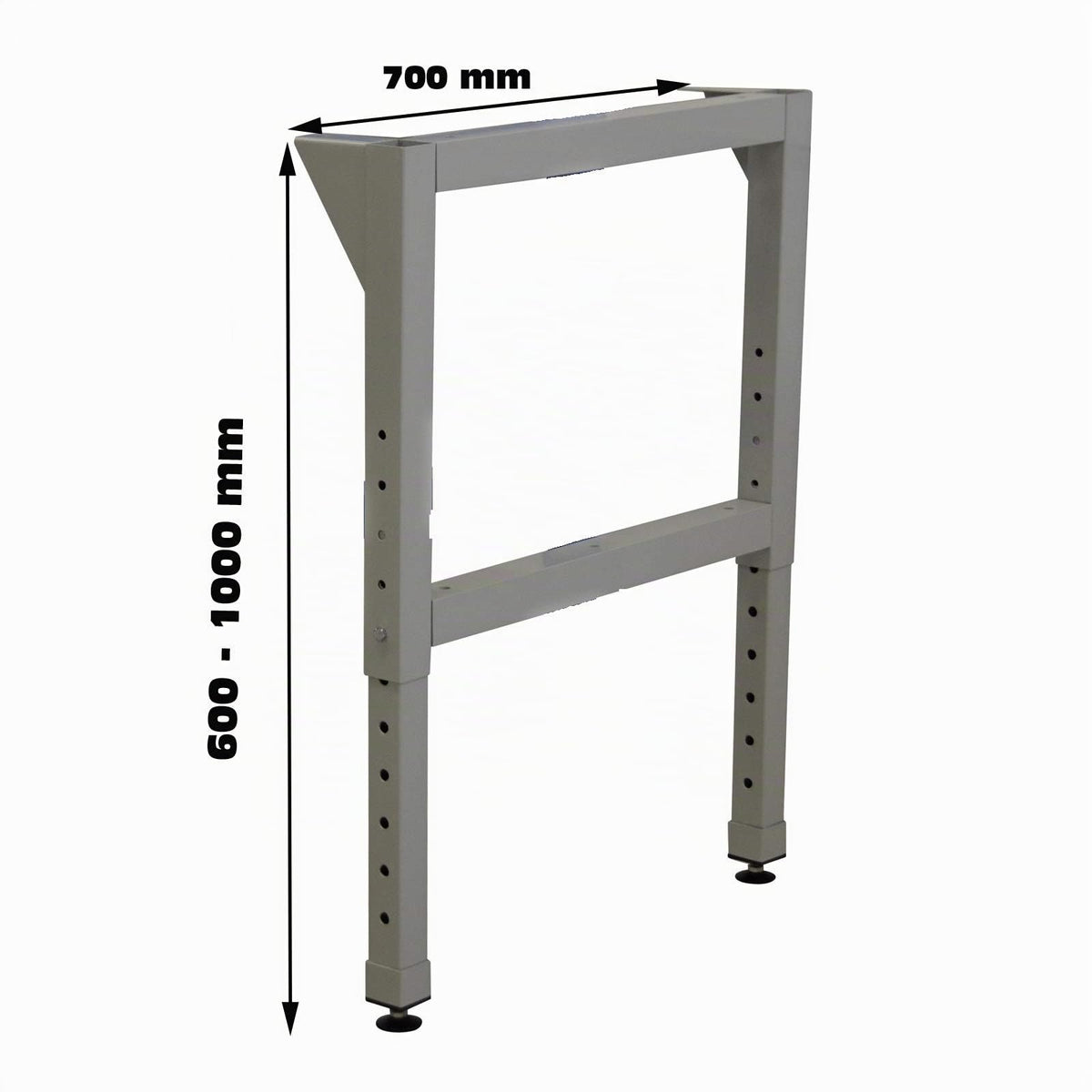 ADB Werkbankfuß höhenverstellbar, Vierkantrohr 50x50x2 mm, pulverbeschichtet, für Werkbänke mit Tiefe 700 mm, inkl. Montagematerial und Bodengleiter