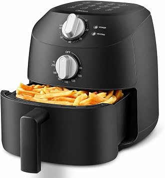 Midea Heißluftfritteuse 2L, 1150W Airfryer, Heißluft Fritteusen, Schwarz