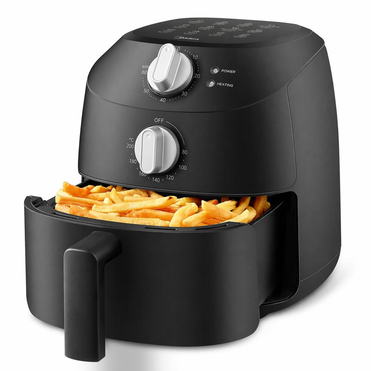 Midea Heißluftfritteuse 2L, 1150W Airfryer, Heißluft Fritteusen, Schwarz