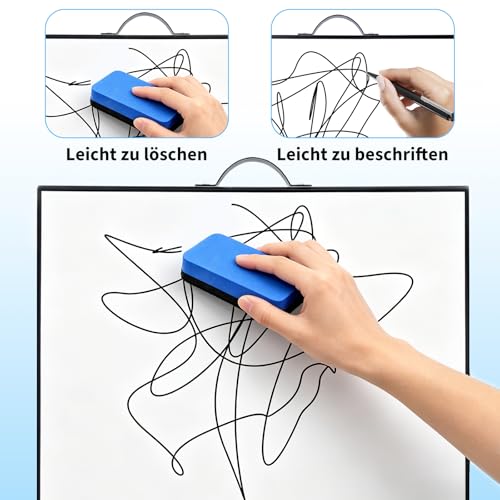 Whiteboard Magnetisch Magnettafeln Weiß 40 x 30 cm Magnet Wandtafel, mit 4 Whiteboard Stifte, 1 Magnete and 1 White Board Radiergummi, für Schule, Haus und Büro