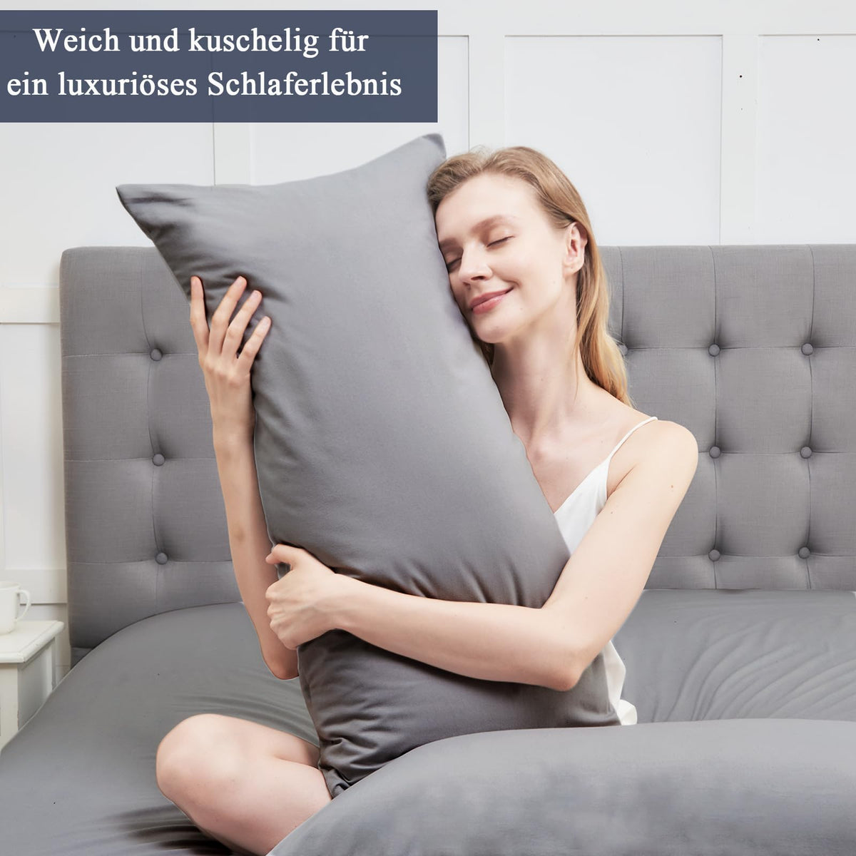 Vielit Seitenschläferkissen Bezug 40 x 145 2er Set Kissenbezug Grau
