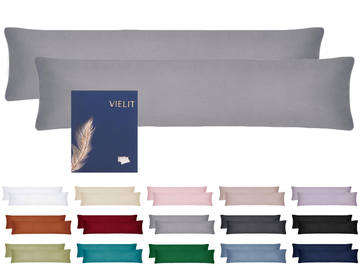 Vielit Seitenschläferkissen Bezug 40 x 145 2er Set Kissenbezug Grau