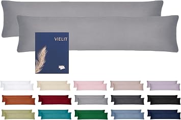 Vielit Seitenschläferkissen Bezug 40 x 145 2er Set Kissenbezug Grau