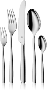 WMF Palma Besteckset 30-teilig für 6 Personen – Edelstahl 18/10 Cromargan poliert, glänzend und rostfrei – hochwertiges Essbesteck mit Monobloc-Messer, spülmaschinenfest, langlebig und edles Design