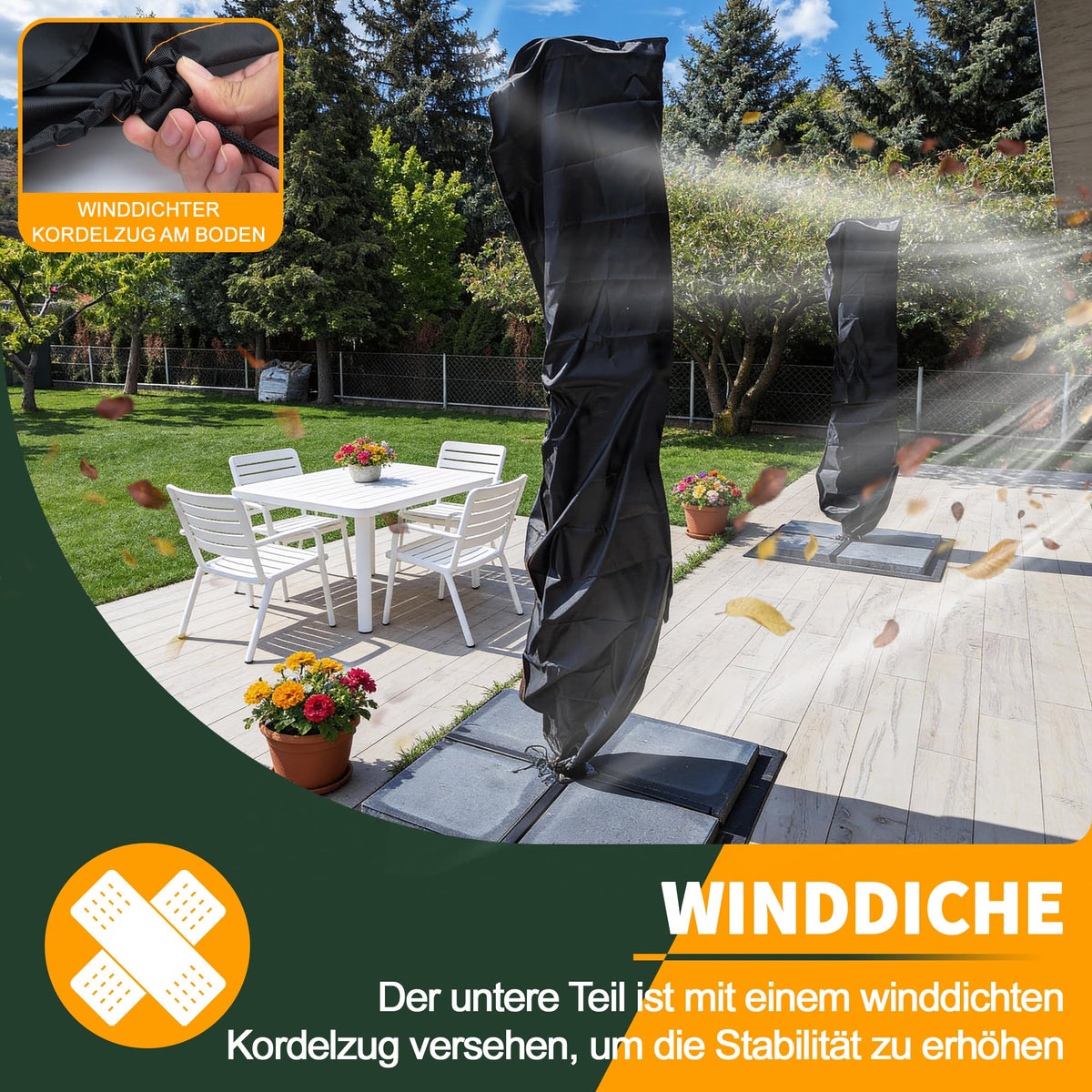 Enzeno Sonnenschirm Schutzhülle 3-3.5m,Sonnenschirme Abdeckung 190x30/50cm