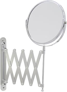 axentia Vergrößerungsspiegel in Silber, rostfreier Wandspiegel doppelseitig mit 3- und 1-facher Vergrößerung, Badezimmerspiegel ausziehbar, verchromter Schminkspiegel, ca. 16 x 56 cm