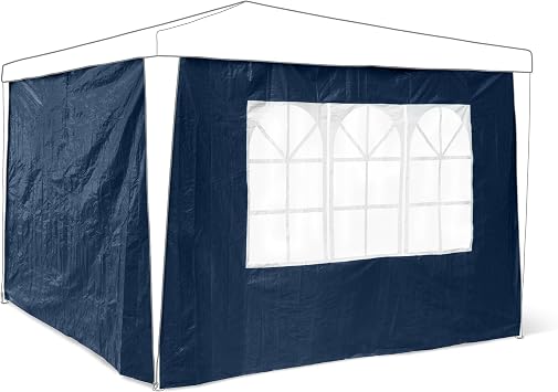 Relaxdays Pavillon-Seitenteile 2-er Set für 3 x 3 m Pavillons Seitenwand mit Fenster für Gartenpavillon und Faltpavillon 2 Teile mit Klettverschluss als Windschutz und Sichtschutz für Partyzelt, blau