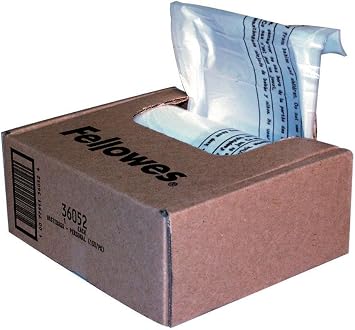 Fellowes Aktenvernichterbeutel bis zu 30 l – 100er-Pack Papiervernichterbeutel – strapazierfähige, transparente Müllbeutel für den Aktenvernichter für den privaten Gebrauch und kleine Büros