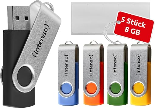 Intenso Basic Line 5X 8GB USB Stick Set - High Speed 2.0 Speichersticks