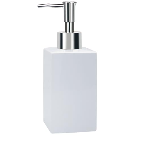 Spirella Seifenspender Quadro Porzellan Flüssigseifen-Spender 300ml Weiß, Unique