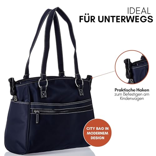 hauck City Bag, Navy Blue - Baby Wickeltasche mit Wickelunterlage, XXL Wickel Organizer für Unterwegs mit Außen- und Innentaschen für Windeln & Zubehör, Wasserabweisend & Leicht Abwischbar