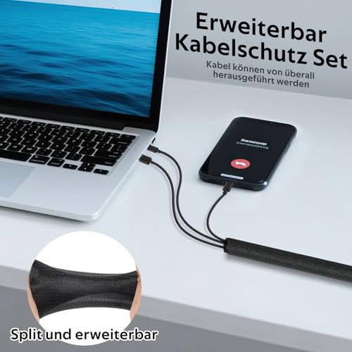 Kabelschläuche 3 Meter-10mm, Versteckten Kabelschutz, Schwarz