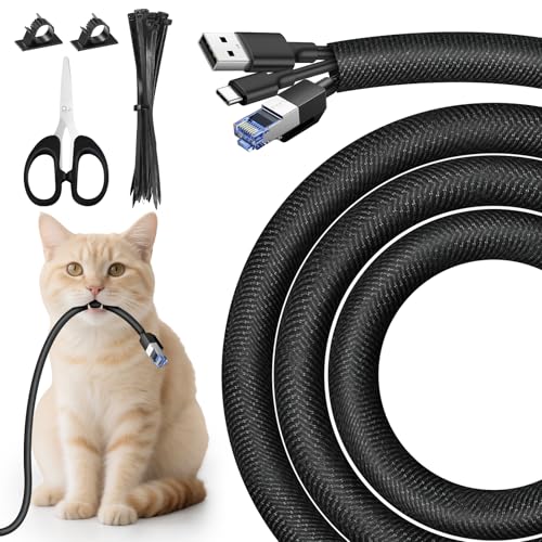 Kabelschläuche 3 Meter-10mm, Versteckten Kabelschutz, Schwarz