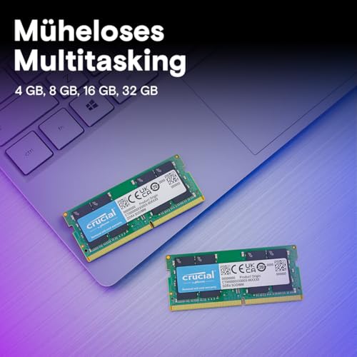 Crucial DDR4 RAM 8GB 2400MHz SODIMM CL17, Arbeitsspeicher für Laptop/Notebook, Mini PC - CT8G4SFS824A