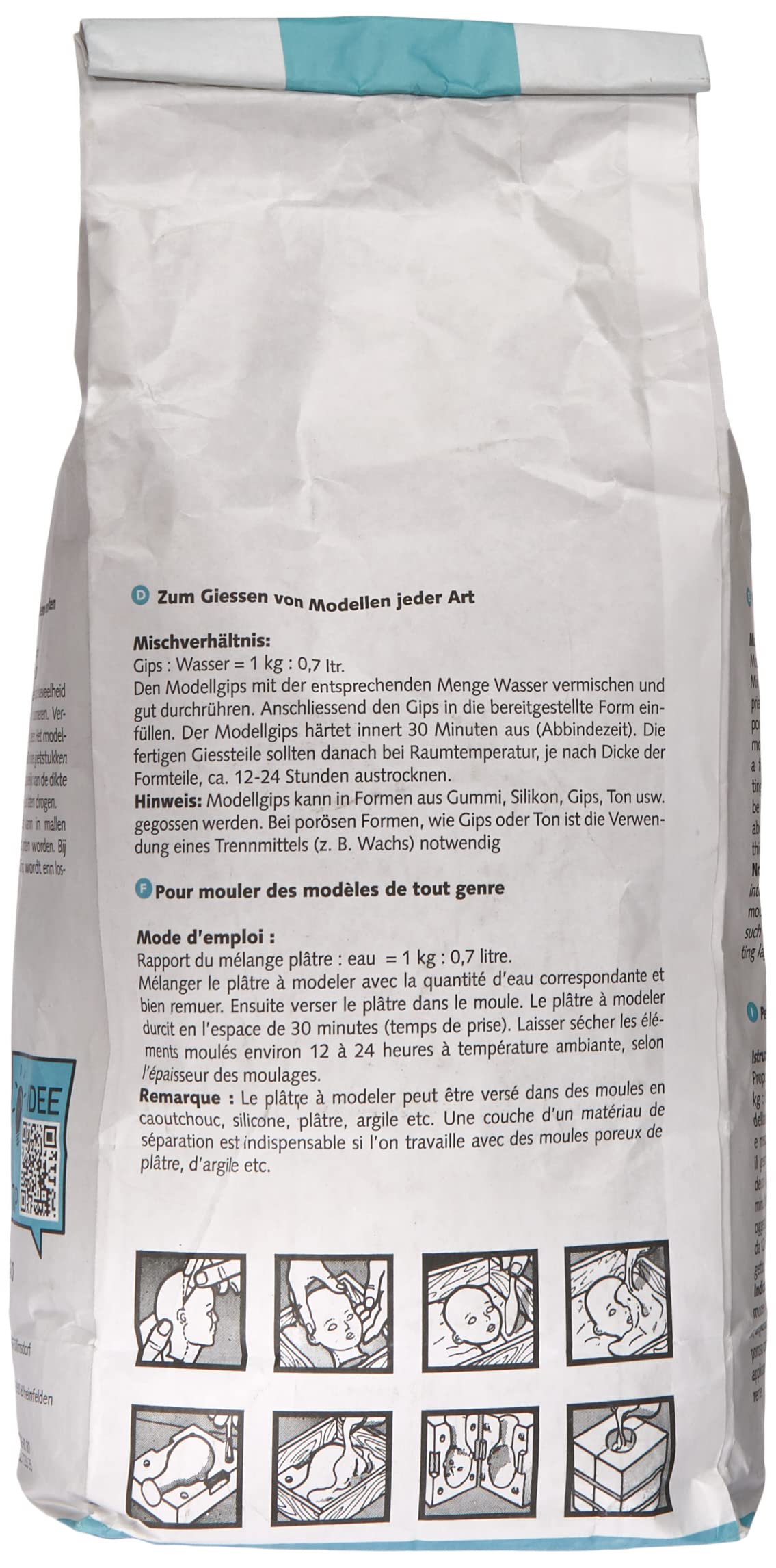 Glorex 6 2608 430 - Alabit Gießmasse naturweiß, hochwertiger Modelliergips, 5000 g