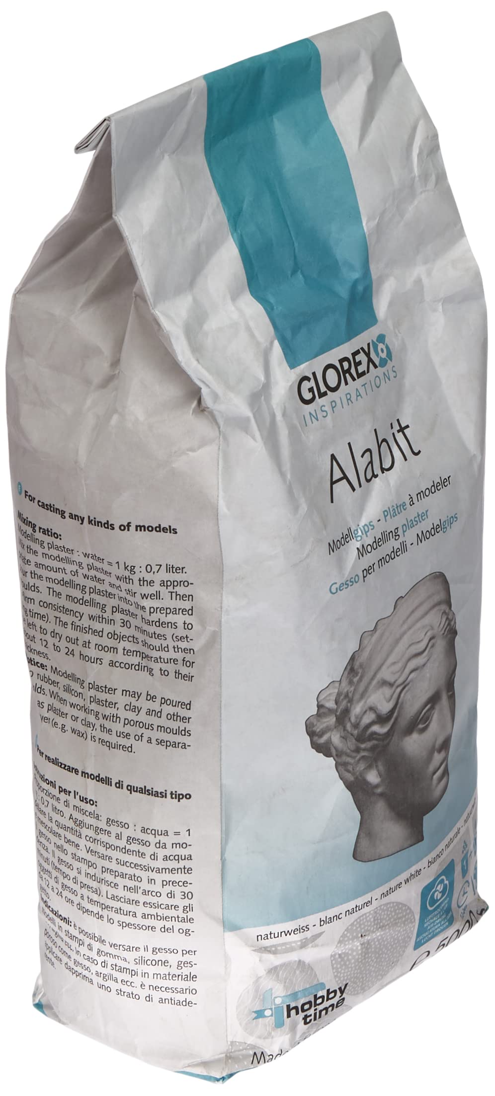 Glorex 6 2608 430 - Alabit Gießmasse naturweiß, hochwertiger Modelliergips, 5000 g