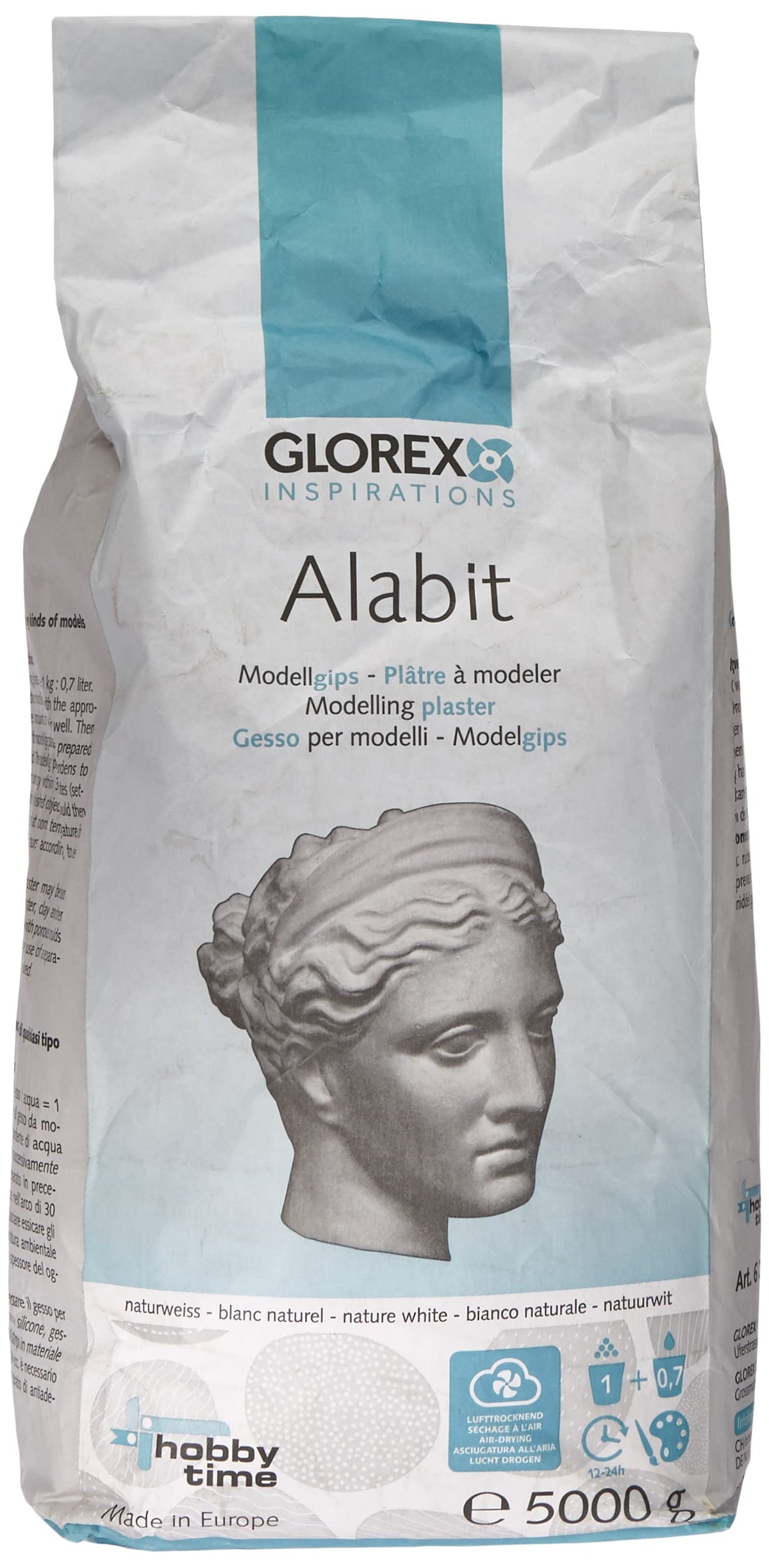 Glorex 6 2608 430 - Alabit Gießmasse naturweiß, hochwertiger Modelliergips, 5000 g