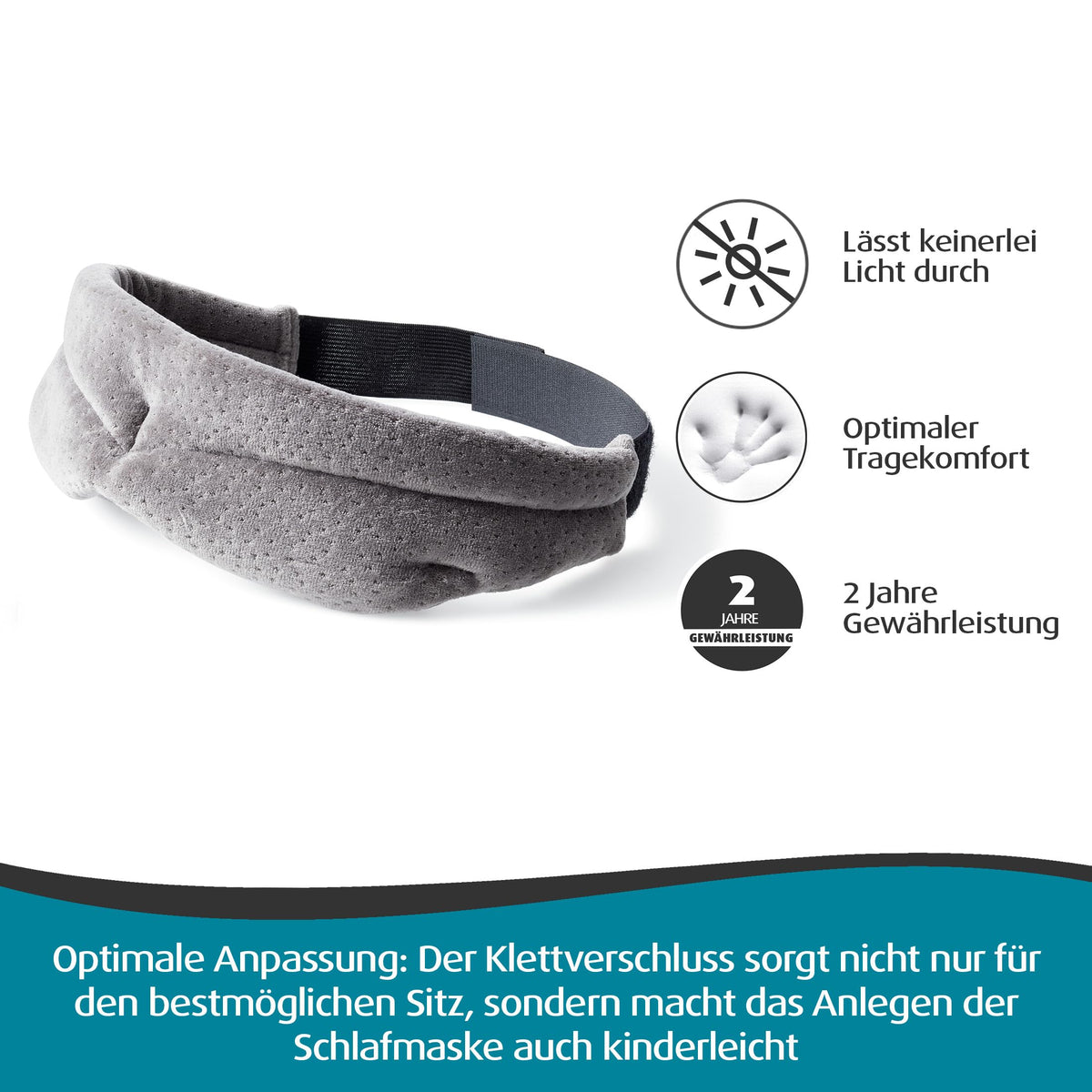 TEMPUR Schlafmaske für Damen und Herren, Grau
