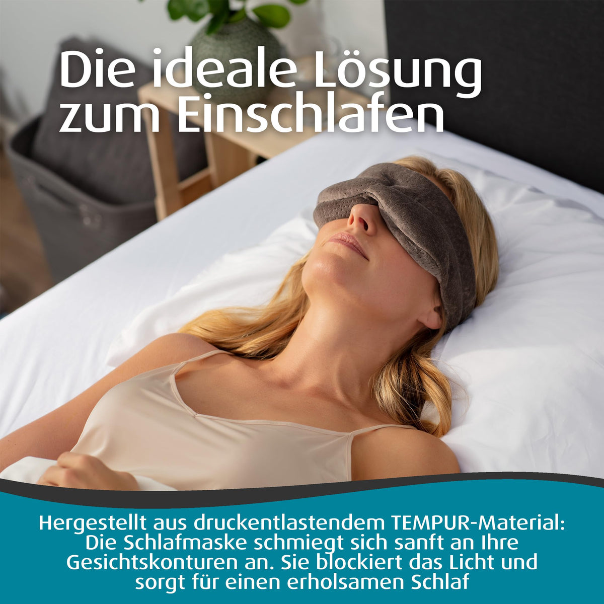 TEMPUR Schlafmaske für Damen und Herren, Grau