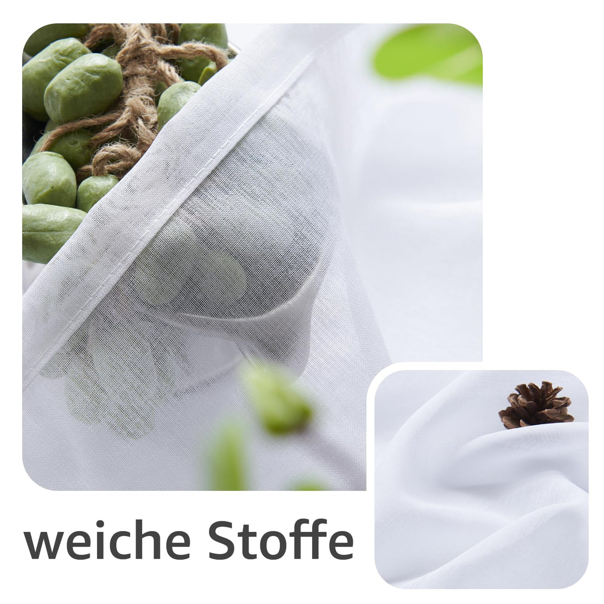 TOPICK Schlaufenschal 2er Set Gardinenschals Vorhänge H245xB140 Weiß