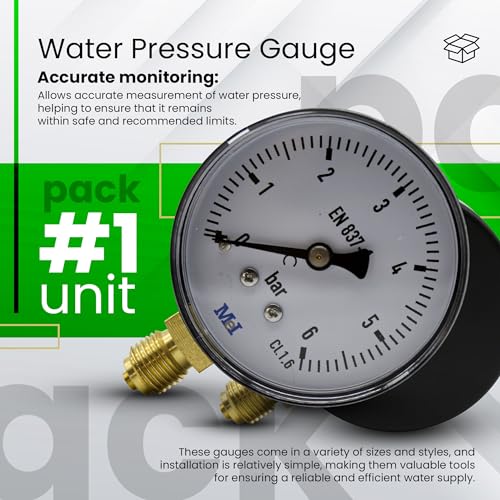DOJA Barcelona | Wasser Druckmessgerät | 1/4" | 0-10 bar | 1er Pack | Manometer Druckluft | Wasser Manometer Wasserdrucküberwachung von Trinkwassersystemen, Messgerät Heizung, Bewässerung, Pumpen