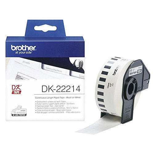 Brother DK-22214 Endlosetiketten (Papier, 12 mm breit, 30,48 m lang, für Brother QL-Etikettendrucker)