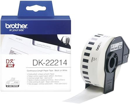 Brother DK-22214 Endlosetiketten (Papier, 12 mm breit, 30,48 m lang, für Brother QL-Etikettendrucker)