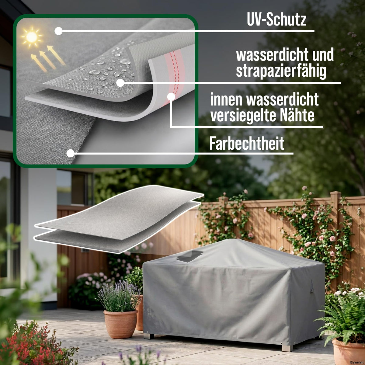 Schutzhülle Gartentisch eckig 175x105x71 cm, 600D Oxford