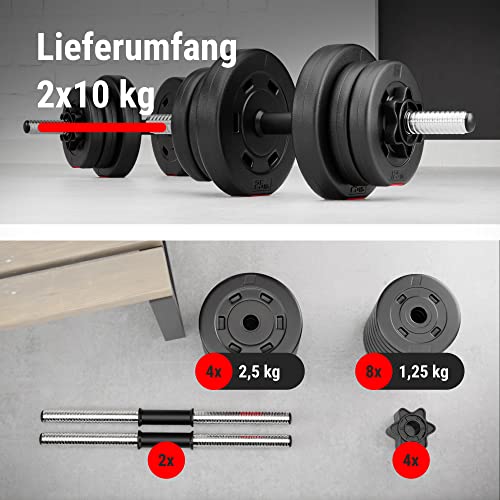 Hop-Sport Kurzhanteln 2er Set - Hanteln Set - Gewichte 20kg / 40kg - Hantelstange 30mm mit Sternverschlüssen, gerändelt