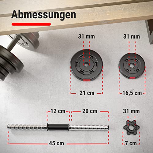 Hop-Sport Kurzhanteln 2er Set - Hanteln Set - Gewichte 20kg / 40kg - Hantelstange 30mm mit Sternverschlüssen, gerändelt