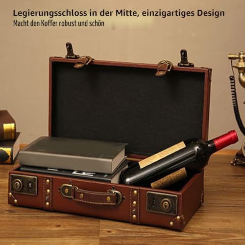 Brauner Mini-Lederkoffer Im Vintage-Stil, Kleiner Handgepäckkoffer mit Schultergurt Reisekoffer, Fotografie-Requisiten
