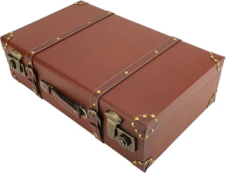 Brauner Mini-Lederkoffer Im Vintage-Stil, Kleiner Handgepäckkoffer mit Schultergurt Reisekoffer, Fotografie-Requisiten