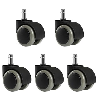 LIHAO 5X Hartbodenrollen Drehstuhlrollen 11mm / 50mm Bürostuhlrollen Rollenset für Bürostuhl,Grau