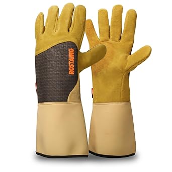 ROSTAING Dornenfeste Lederhandschuhe Dornen Rosen Garten EN 388