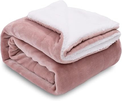 SOCHOW Wohndecke Kuscheldecke aus Sherpa Fleece Grau Rosa 220x240cm