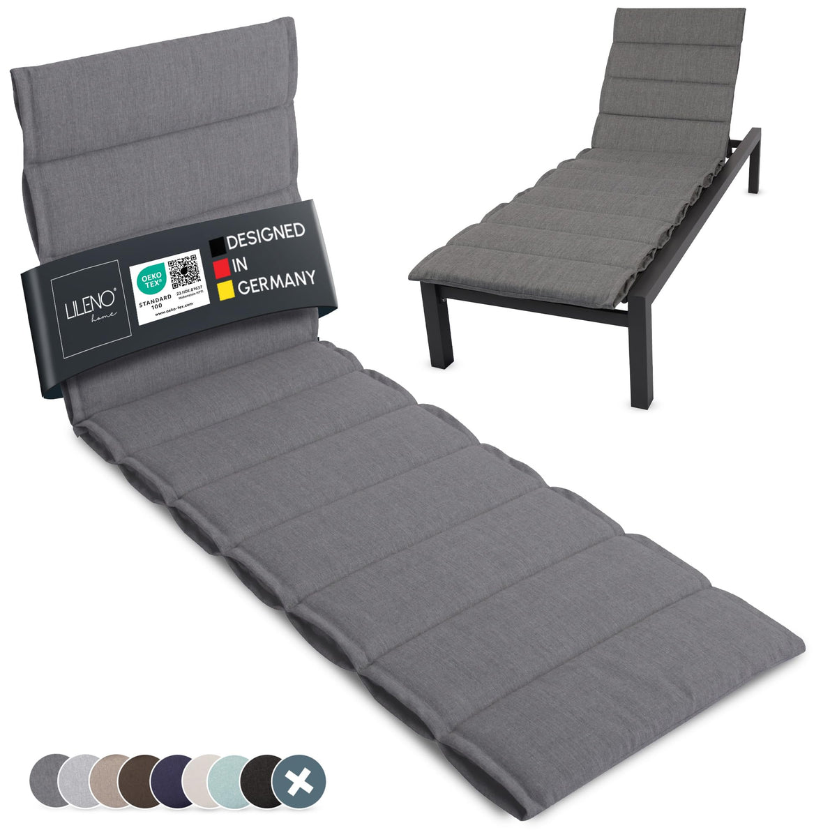 LILENO HOME Sonnenliege Auflage als [1er Set - Rollliege] in Grau
