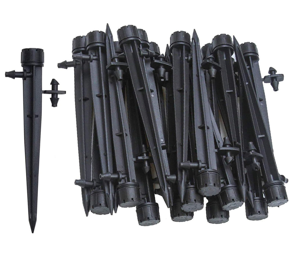 Tropfer mit Verbinder für 4mm / 7mm Rohr, Tropfbewässerung Einstellbar Pflanze Garten Wasser Bewässerung, 50 Stück