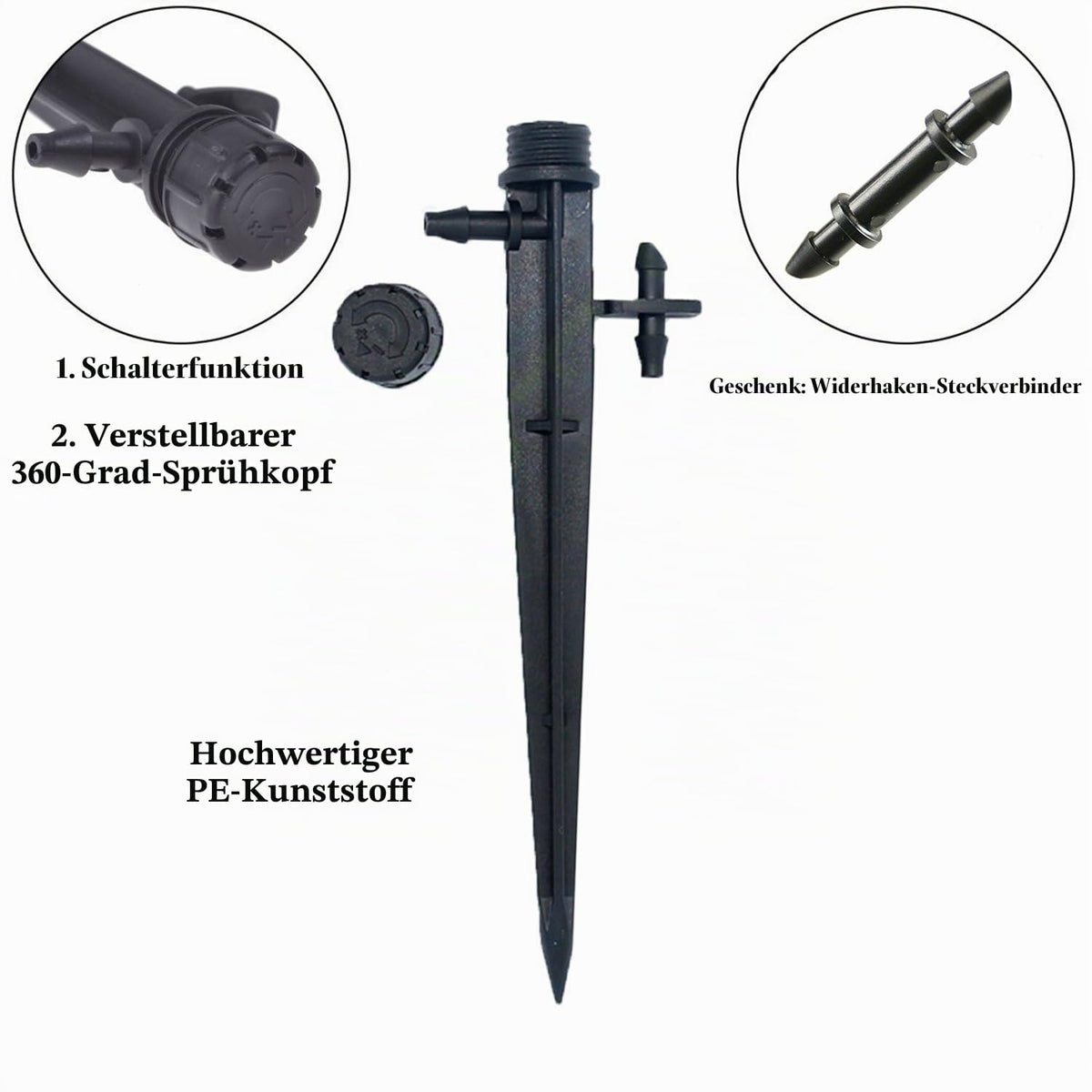 Tropfer mit Verbinder für 4mm / 7mm Rohr, Tropfbewässerung Einstellbar Pflanze Garten Wasser Bewässerung, 50 Stück